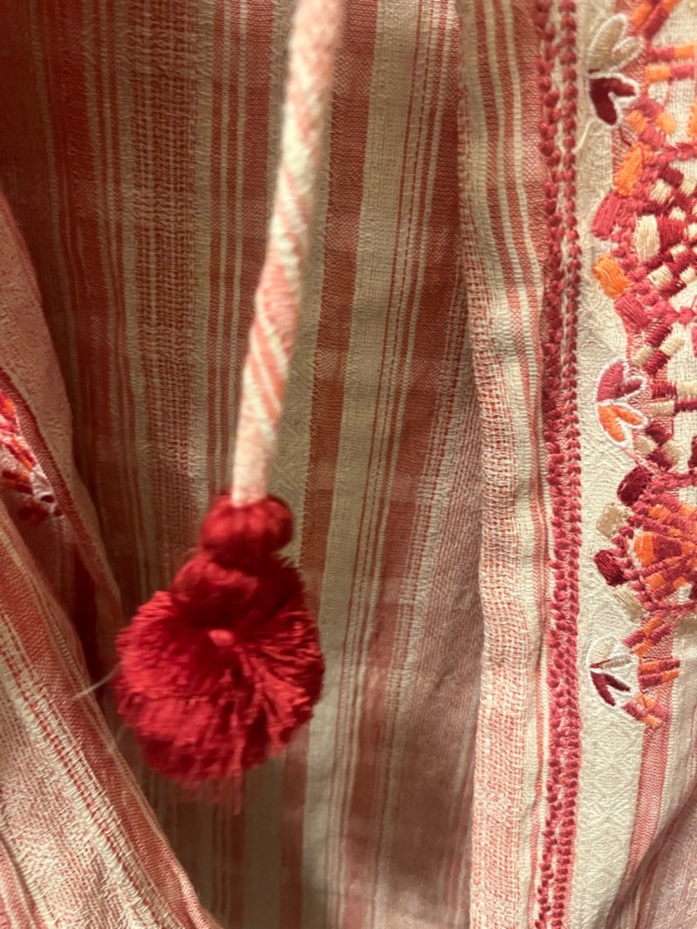 Sea and Be Seen Pink Striped Embroidered Women’s Lightweight Tunic Size Large - Picture 7 of 13